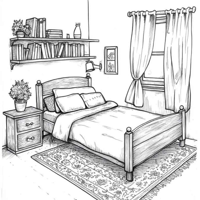 quarto de menina para colorir 29