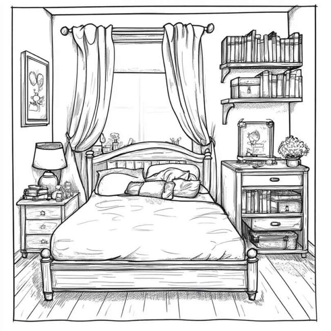 quarto de menina para colorir 32