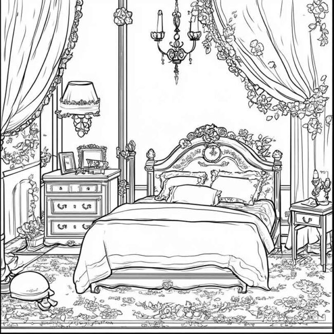 quarto de menina para colorir 25