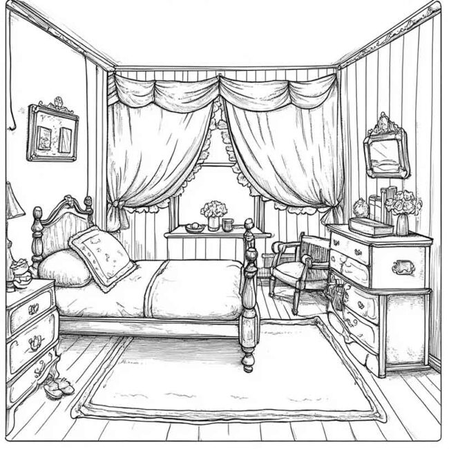 quarto de menina para colorir 28