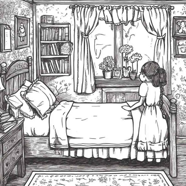 quarto de menina para colorir 3