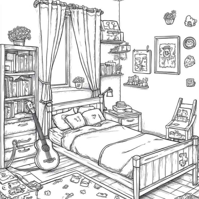 quarto de menina para colorir 42