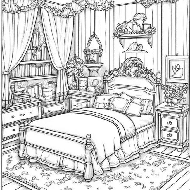quarto de menina para colorir 38