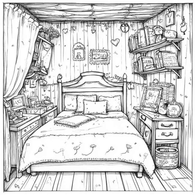 quarto de menina para colorir 13