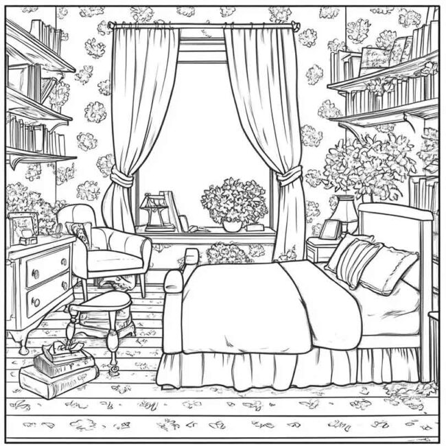 quarto de menina para colorir 27