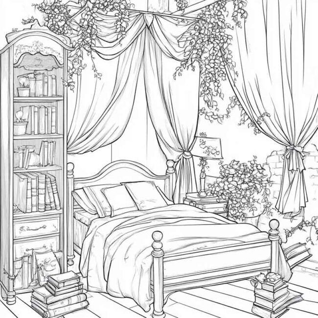 quarto de menina para colorir 12