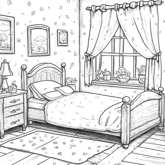 quarto de menina para colorir 26