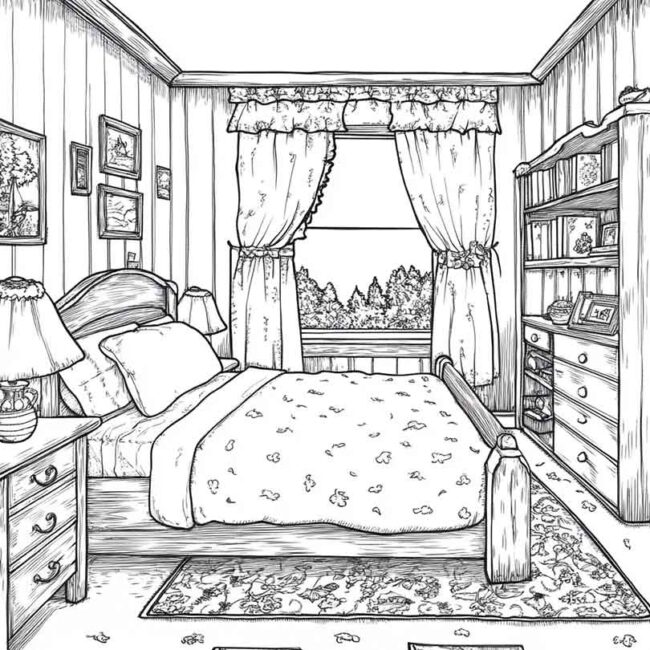 quarto de menina para colorir 23