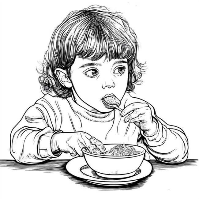 crianca lanchando para colorir png 8