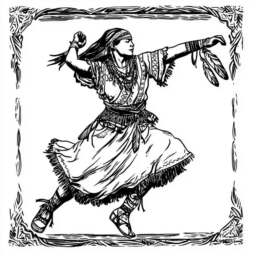 Desenhos de Dança Indígena para Imprimir e Colorir/Pintar