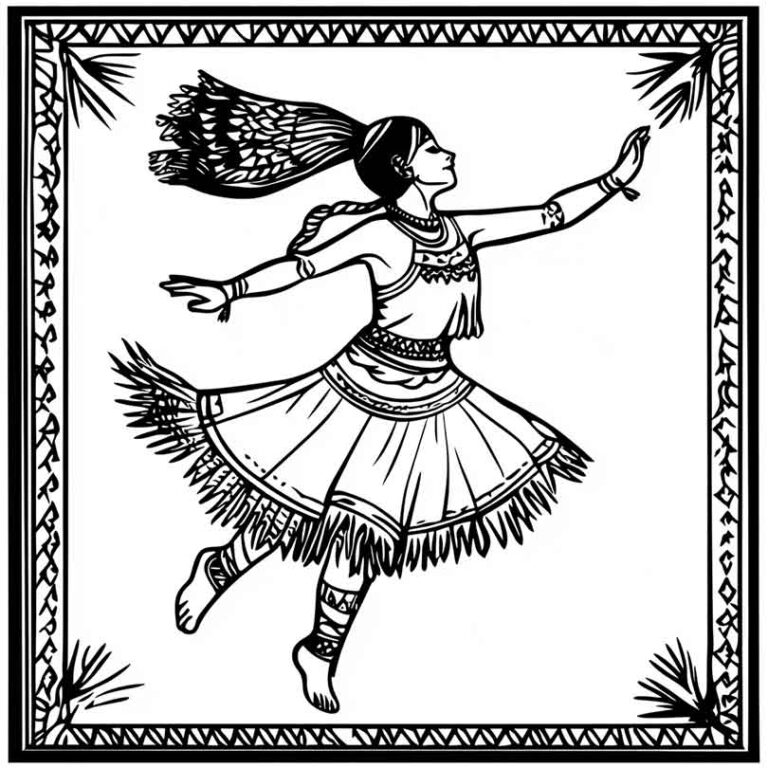 Desenhos de Dança Indígena para Imprimir e Colorir/Pintar