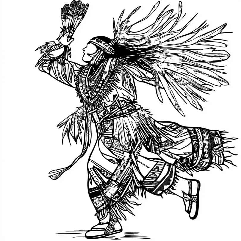 Desenhos de Dança Indígena para Imprimir e Colorir/Pintar