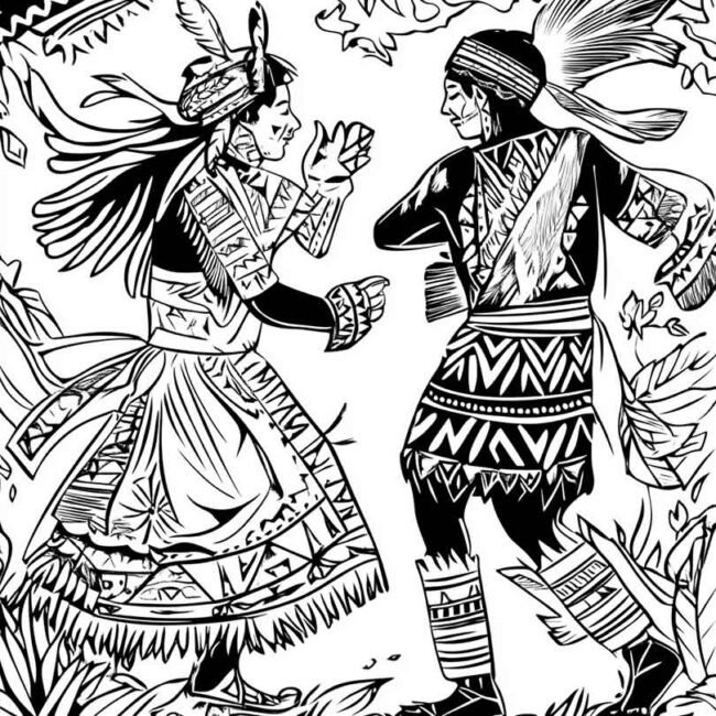 danca indigena para colorir png 18