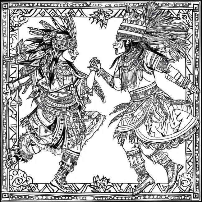 danca indigena para colorir png 3