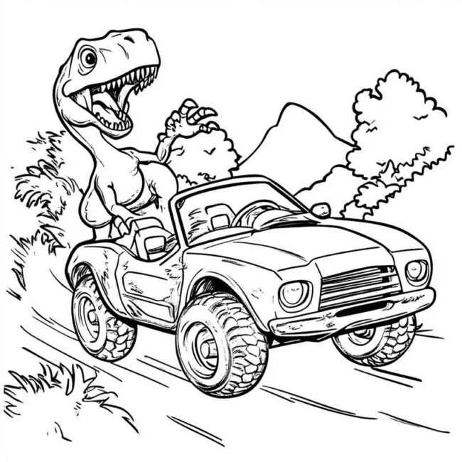 carro de dinossauro para colorir png 9