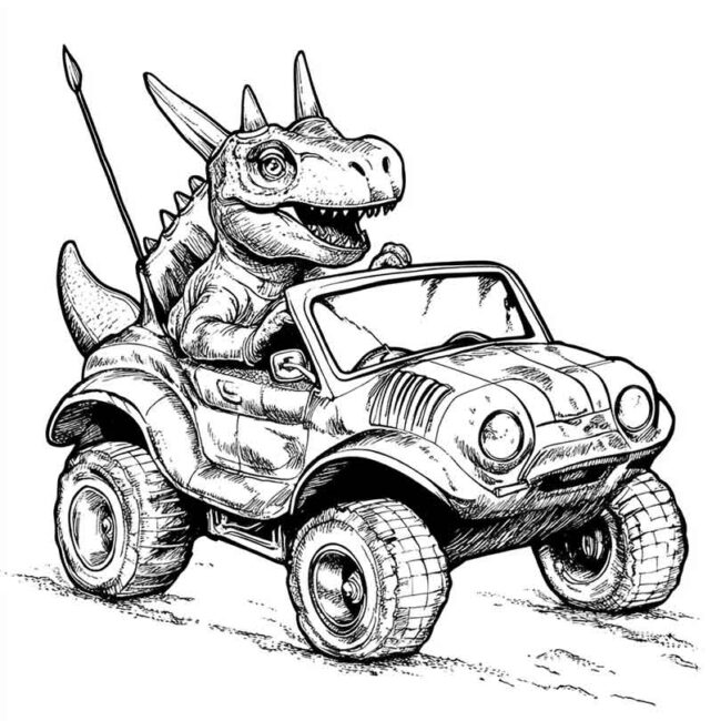 carro de dinossauro para colorir png 6