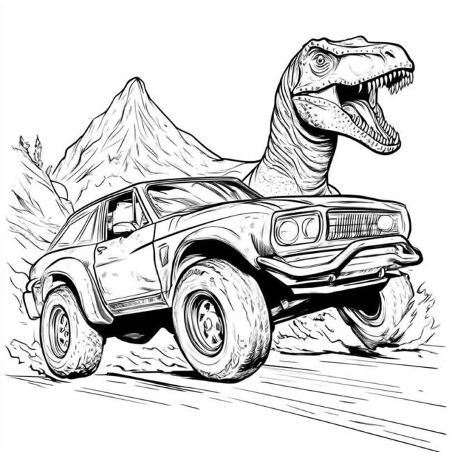 carro de dinossauro para colorir png 7
