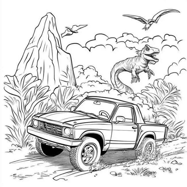 carro de dinossauro para colorir png 24