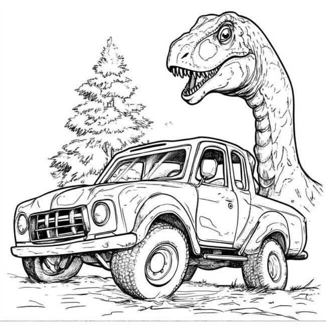 carro de dinossauro para colorir png 5