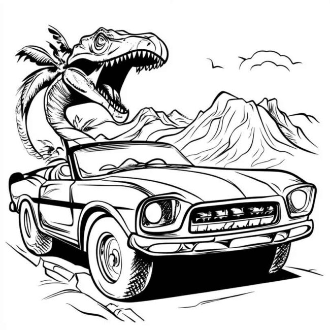 carro de dinossauro para colorir png 22