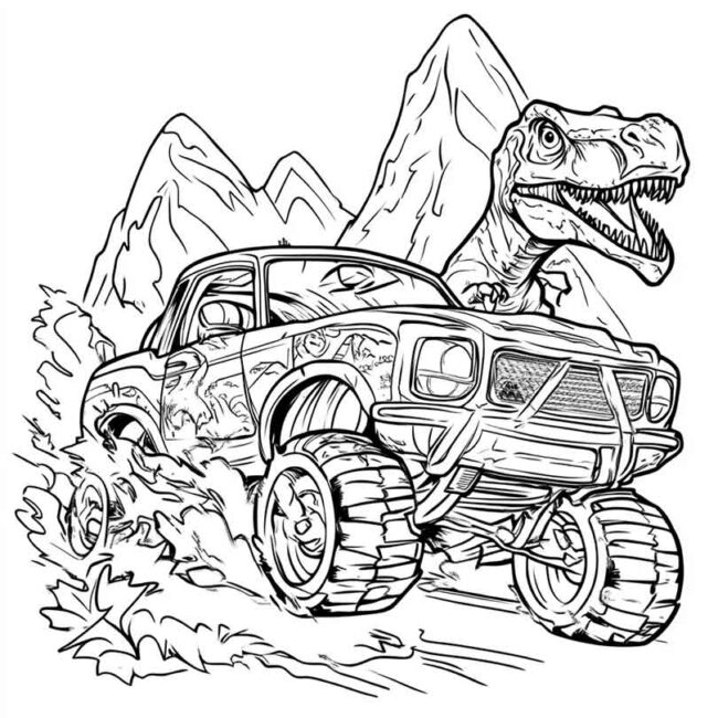 carro de dinossauro para colorir png 3