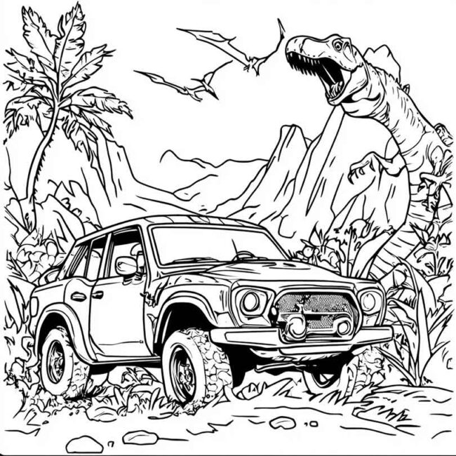 carro de dinossauro para colorir png 20