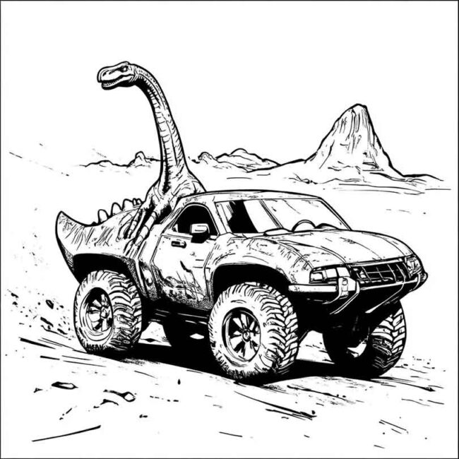 carro de dinossauro para colorir png 12