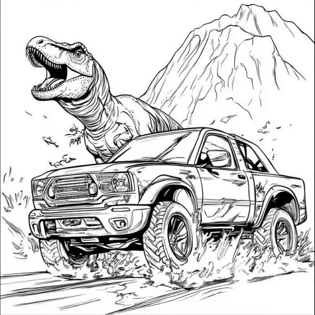 carro de dinossauro para colorir png 13
