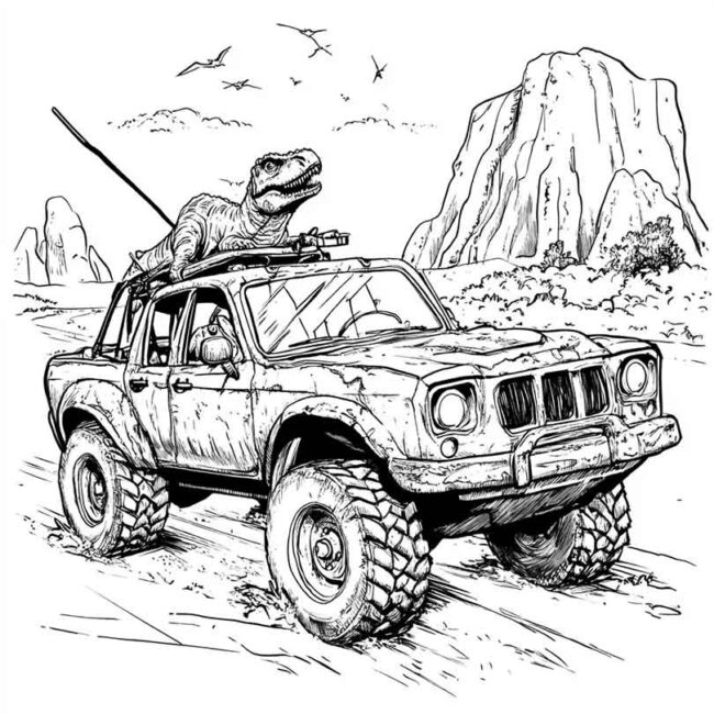 carro de dinossauro para colorir png 21