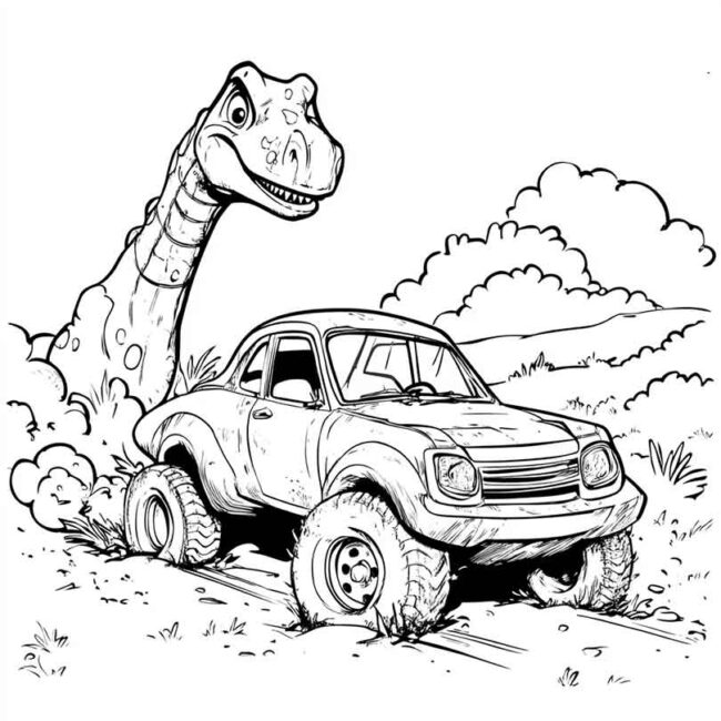 carro de dinossauro para colorir png 14