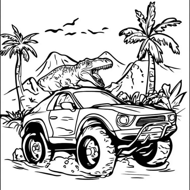 carro de dinossauro para colorir png 15