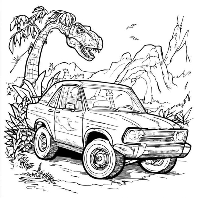 carro de dinossauro para colorir png 19