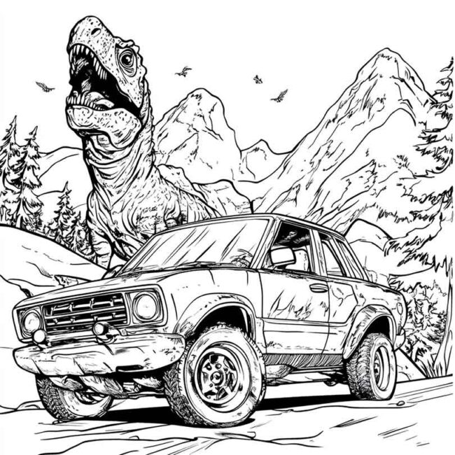 carro de dinossauro para colorir png 1