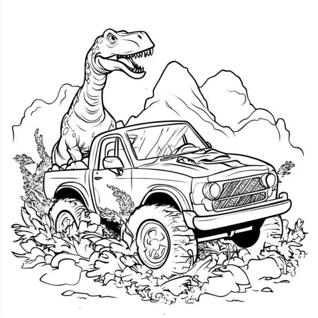 carro de dinossauro para colorir png 10
