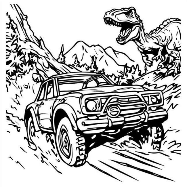 carro de dinossauro para colorir png 11