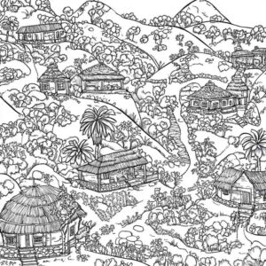 Desenhos de Quilombo para Imprimir e Colorir/Pintar