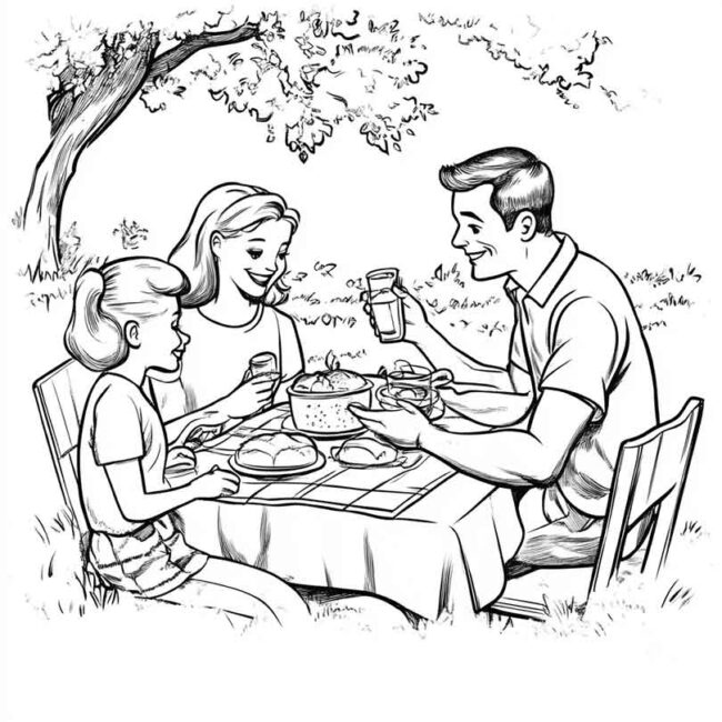 almoco em familia para colorir em png 34