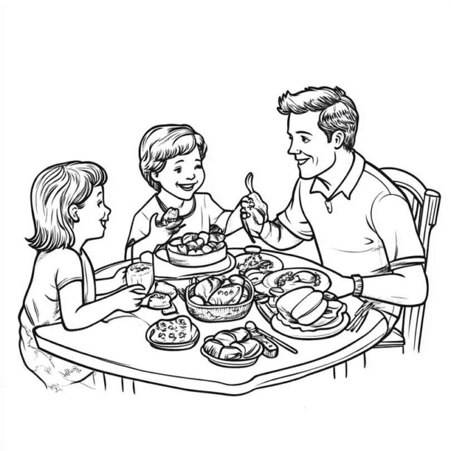 almoco em familia para colorir em png 23