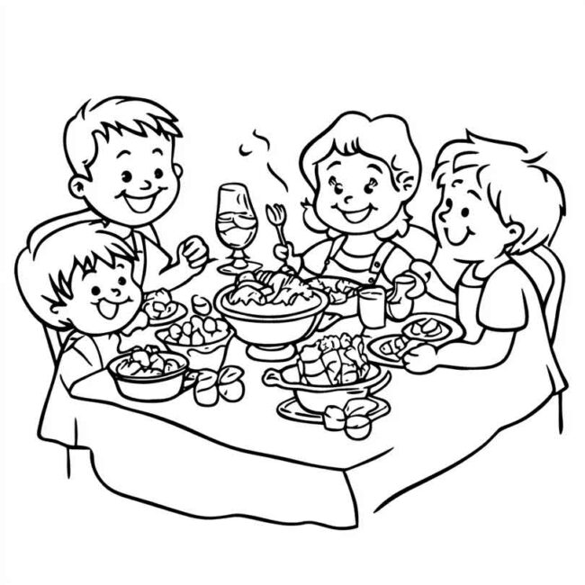 almoco em familia para colorir em png 42