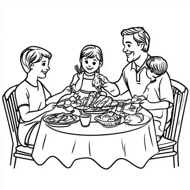 almoco em familia para colorir em png 21