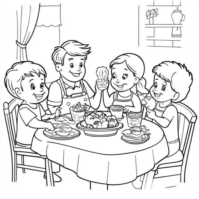 almoco em familia para colorir em png 17