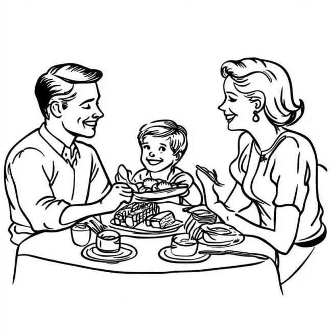almoco em familia para colorir em png 27
