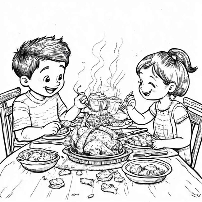 almoco em familia para colorir em png 3