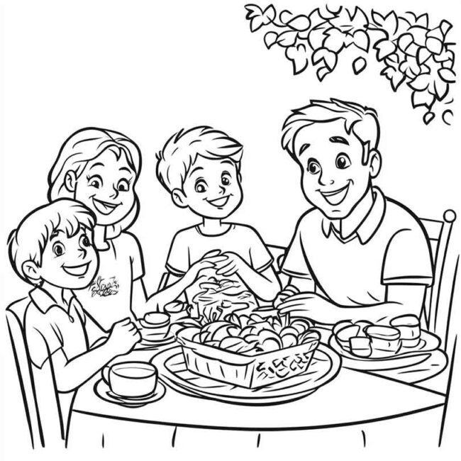 almoco em familia para colorir em png 48