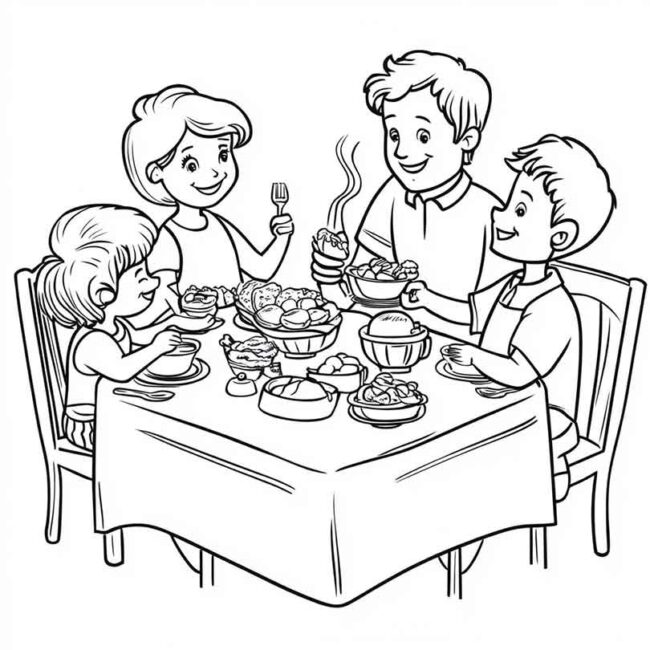 almoco em familia para colorir em png 14
