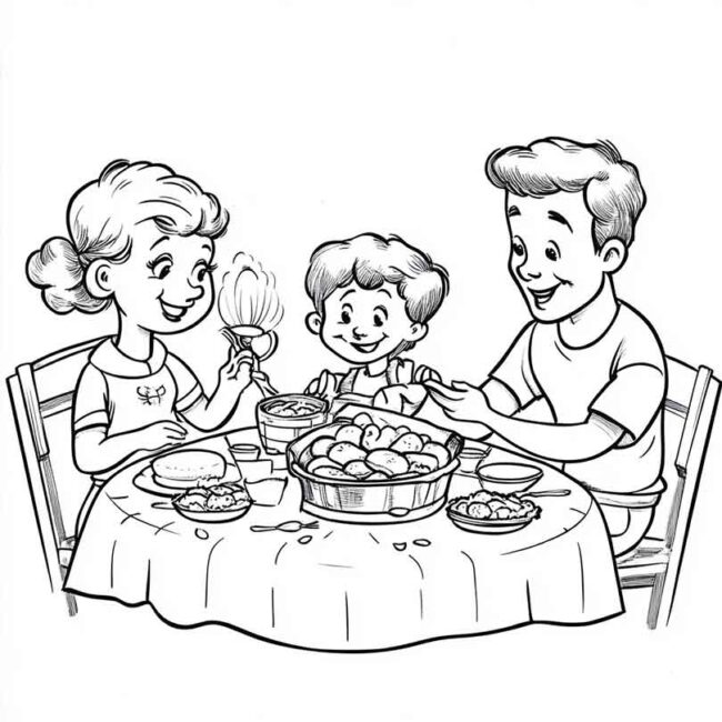 almoco em familia para colorir em png 1