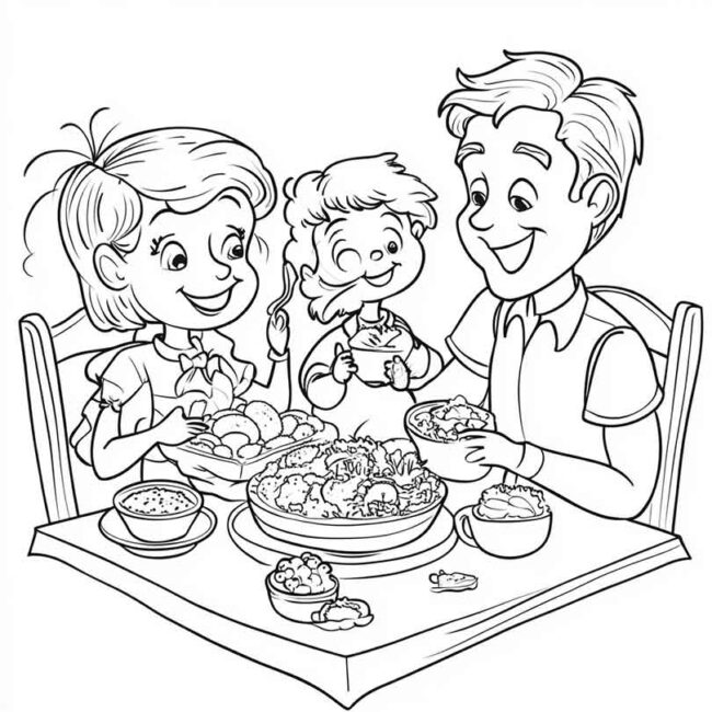 almoco em familia para colorir em png 10