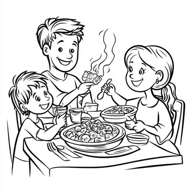 almoco em familia para colorir em png 20