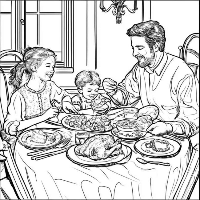almoco em familia para colorir em png 39