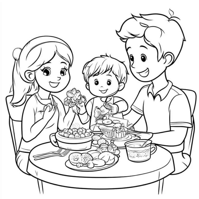 almoco em familia para colorir em png 25